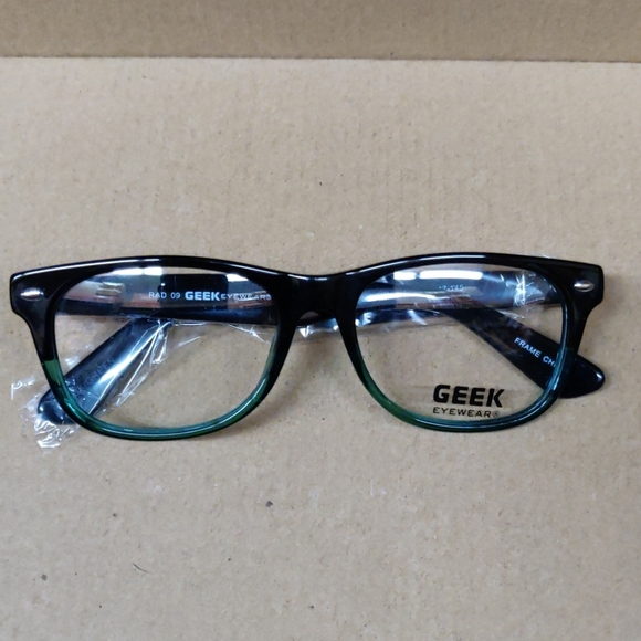 Geek Rad 09 Black/Green Unisex Eyeglasses - Picture 3 of 3